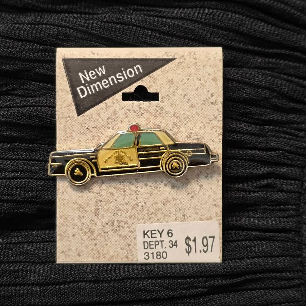 Vintage Police Car Enamel Lapel Pin Cop Car Patrol Vehicle Brooch